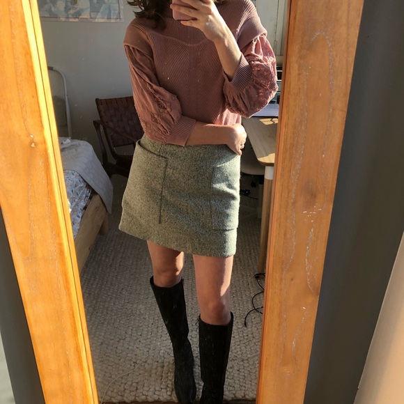 COS green marle A-line mini skirt with big pockets! 4 - Picture 2 of 7